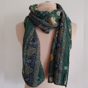 Challis Floral Green Scarf/Wrap